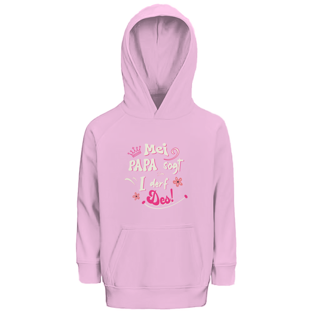 Bayerischer Kinder Premium Bio Hoodie Mei Papa sogt I derf des - pink - Grantler Gwand