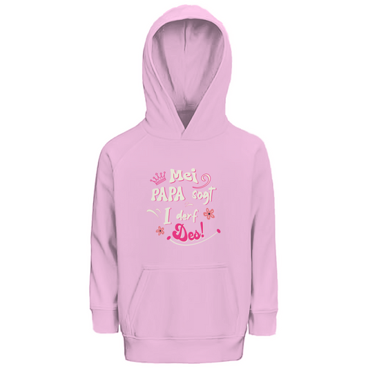 Bayerischer Kinder Premium Bio Hoodie Mei Papa sogt I derf des - pink - Grantler Gwand