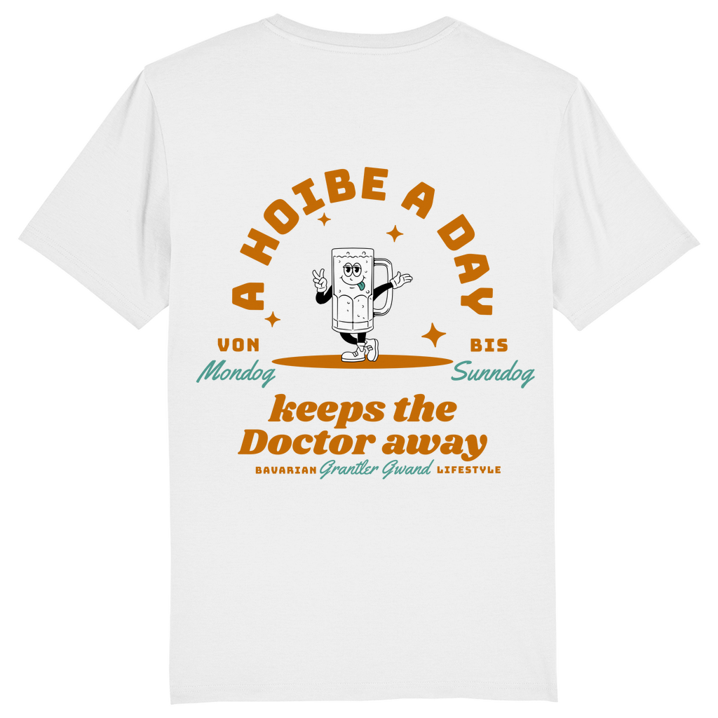 Bayerisches Herren T-Shirt A Hoibe away keeps the doctor away - FRONT-UND BACKPRINT - Grantler Gwand