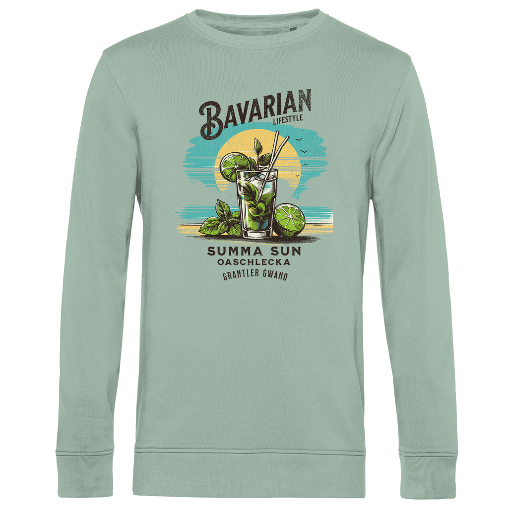 Bayerisches Herren Premium Bio Sweatshirt Bavarian Lifestyle - Summa, Sun, Oaschlecka - Grantler Gwand