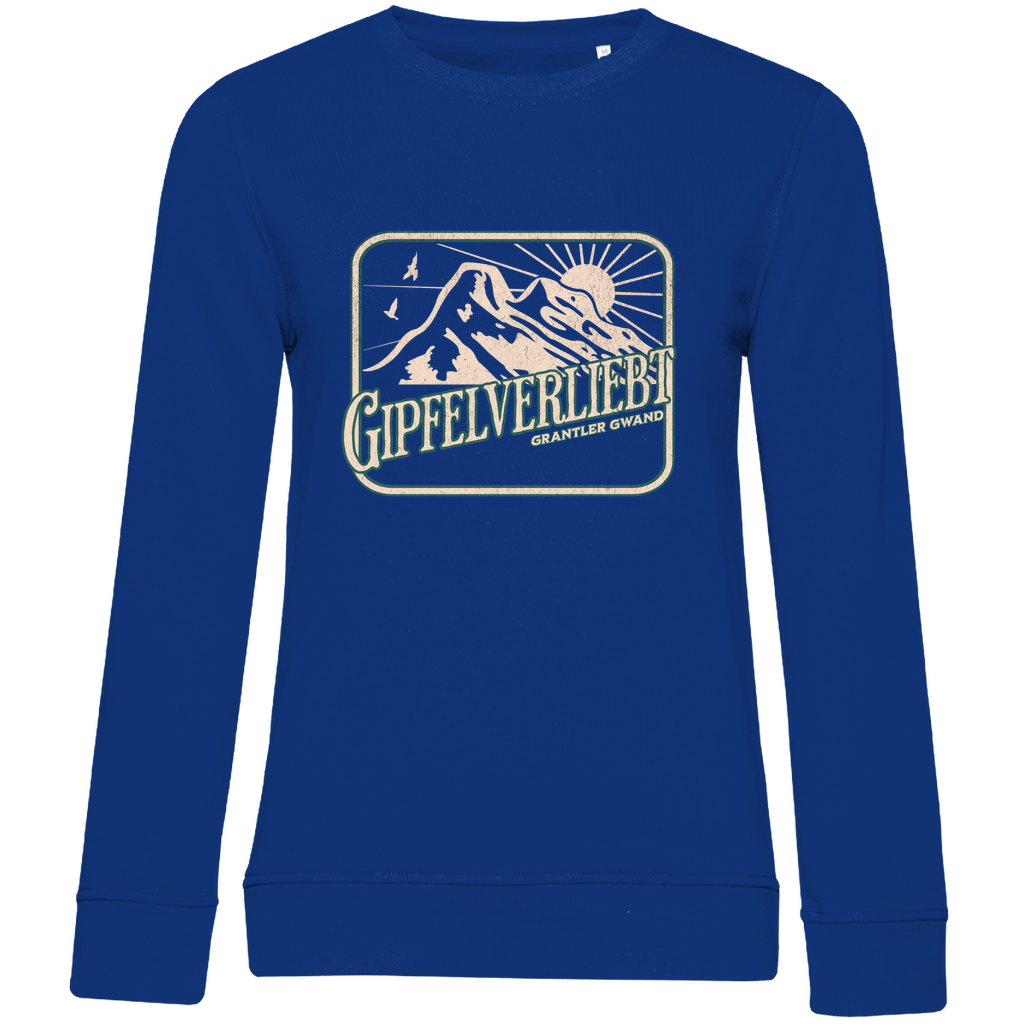Damen Premium Bio Sweatshirt Gipfelverliebt - grün/gold