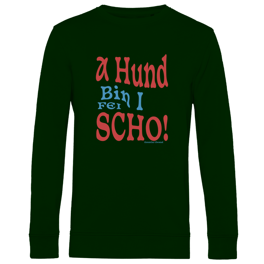 Herren Premium Bio Sweatshirt A Hund bin i fei scho - rot/blau