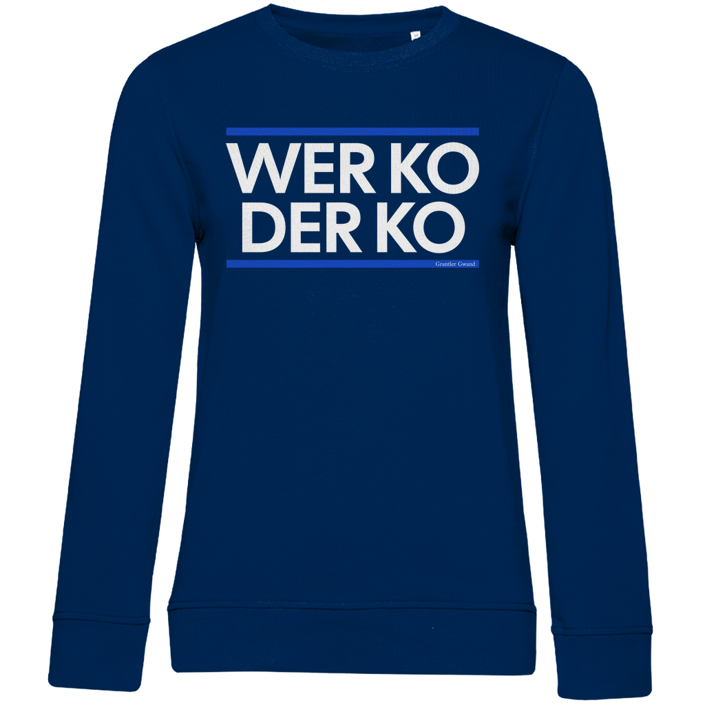 Damen Premium Bio Sweatshirt wer ko der ko - blau/weiß