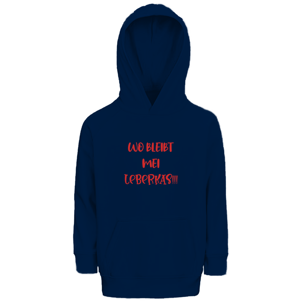 Bayerischer Kinder Premium Bio Hoodie Wo bleibt mei Leberkas - rot - Grantler Gwand