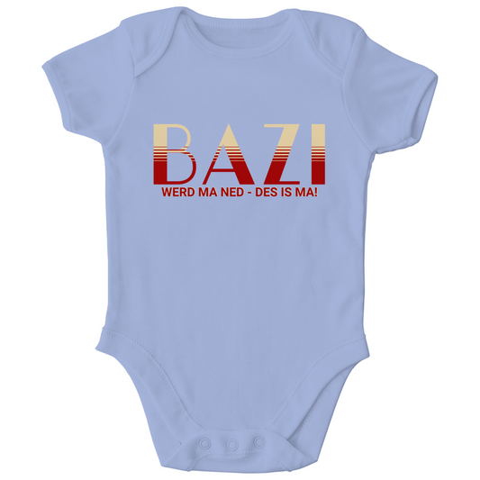 Bayerischer Bio Baby Body Bazi werd ma ned, des is ma - rot/beige - Grantler Gwand