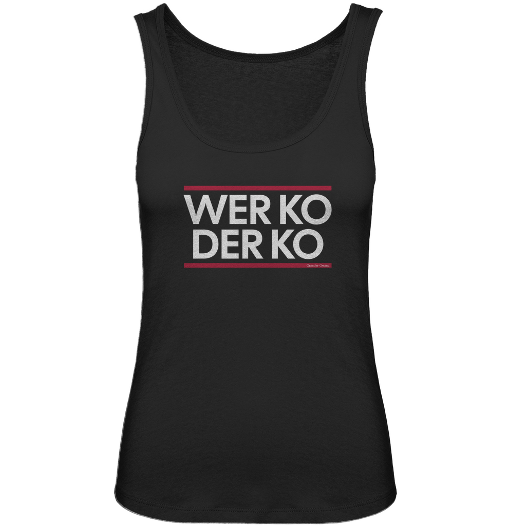 Bayerisches Damen Premium Organic Tank Top wer ko der ko - rot/weiß - Grantler Gwand