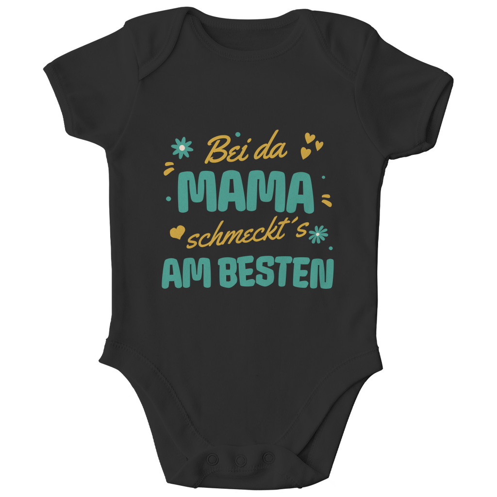 Bayerischer Bio Baby Body Bei da Mama schmeckt´s am besten - grün - Grantler Gwand