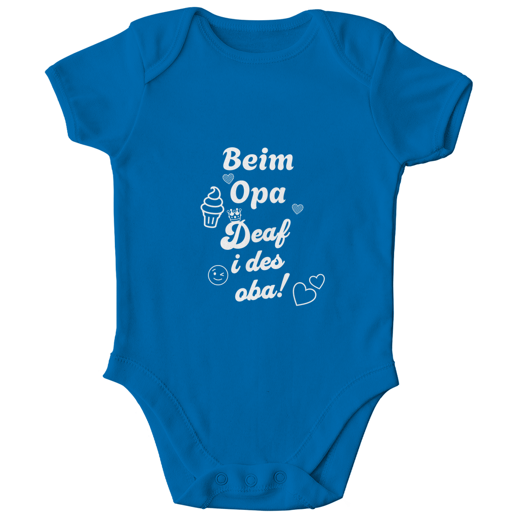 Bayerischer Bio Baby Body Beim Opa derf i des aba - weiß - Grantler Gwand