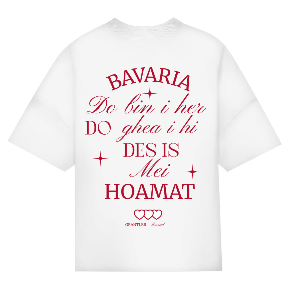 Bayerisches Oversize T-Shirt  unisex - Bavaria - do bin i her - rot - Grantler Gwand