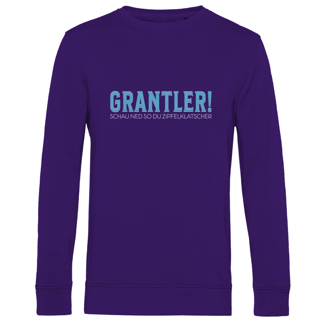 Bayerisches Herren Premium Bio Sweatshirt Grantler - schau ned so du Zipfelklatscher - blau - Grantler Gwand
