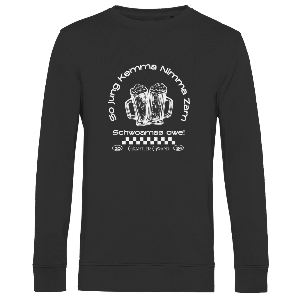 Herren Premium Bio Sweatshirt So jung kemma nimma zam, schwoamas owe - weiß