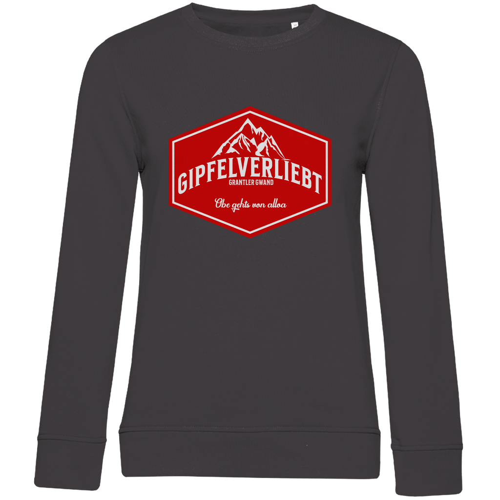 Damen Premium Bio Sweatshirt Gipfelverliebt Wappen- rot