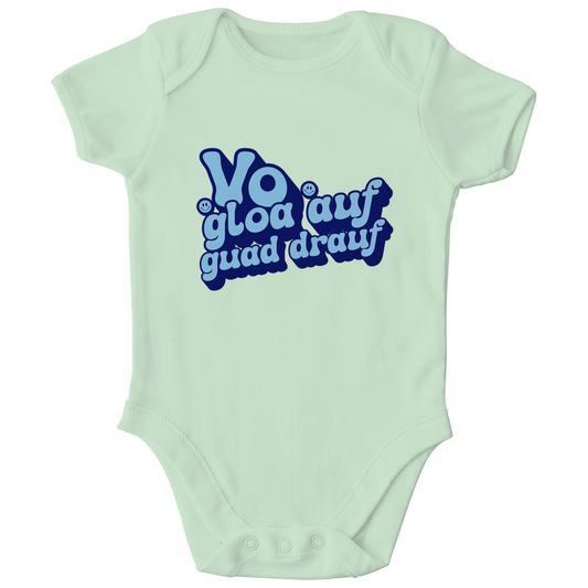 Bayerischer Bio Baby Body Vo gloa auf guad drauf - blau - Grantler Gwand