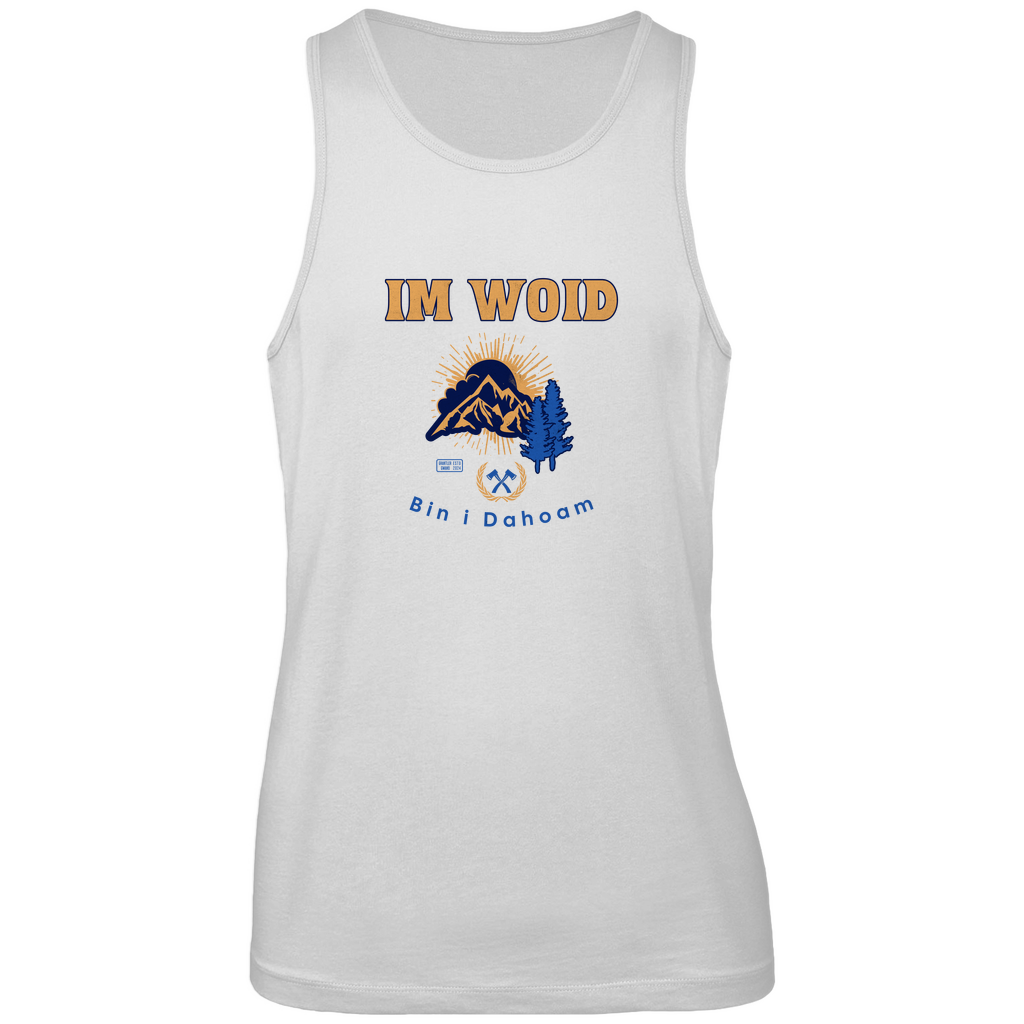 Bayerisches Herren Premium Tank Top Im Woid bin i dahoam - blau - Grantler Gwand