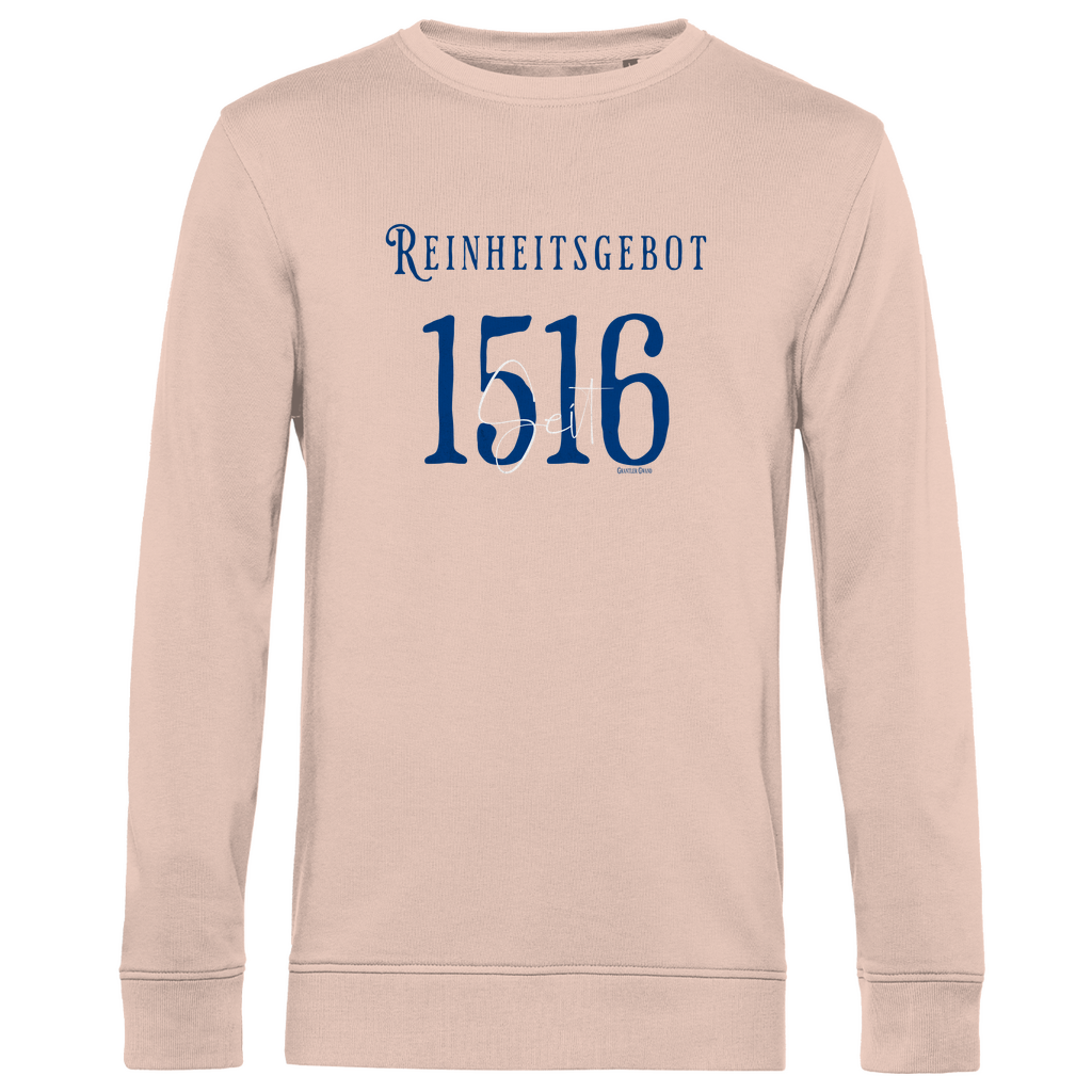 Herren Premium Bio Sweatshirt Reinheitsgebot seit 1516 - blau/weiß