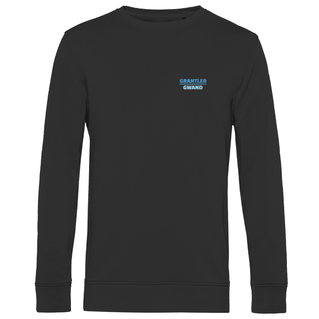 Bayerisches Herren Premium Bio Sweatshirt Scheiss da nix, dann feid da nix - blau - Front und Backprint - Grantler Gwand