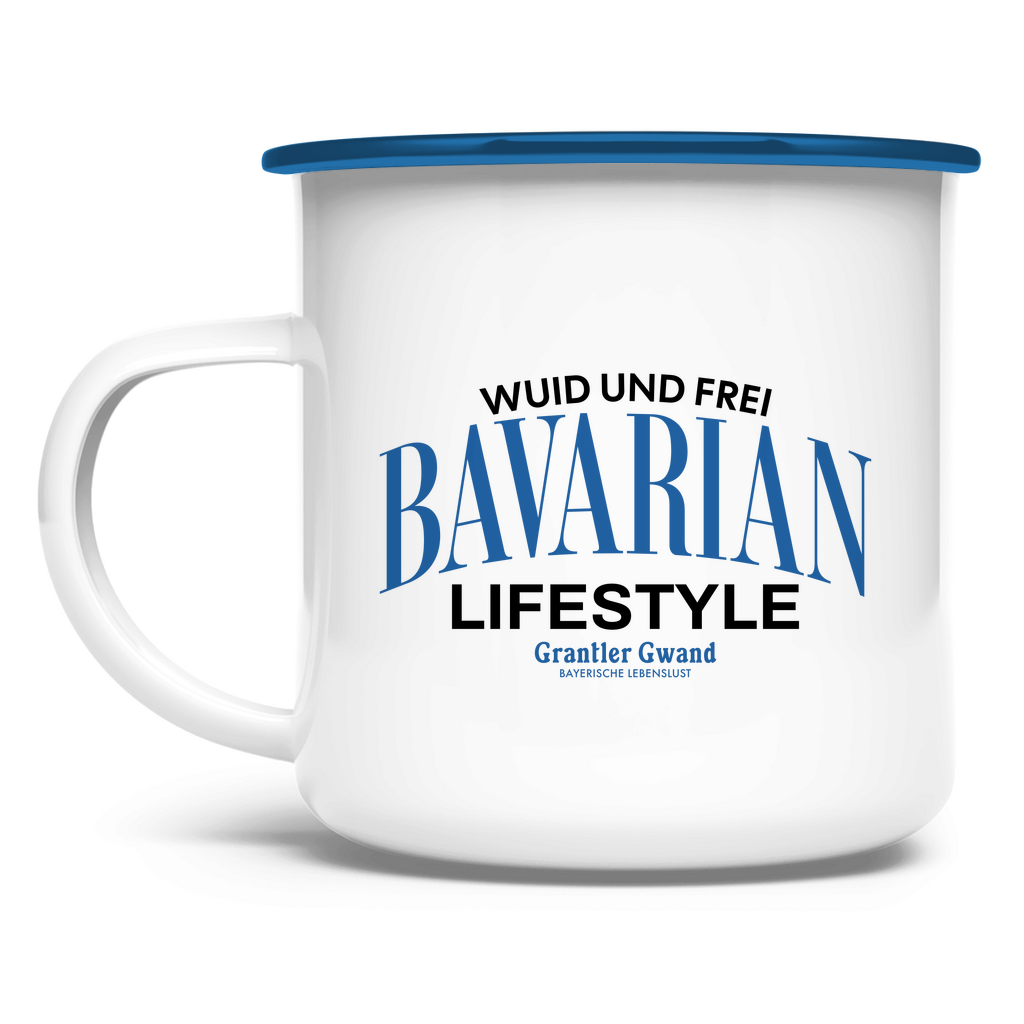 Bayerische Emaille Tasse Bavarian Lifestyle - schwarz - Grantler Gwand