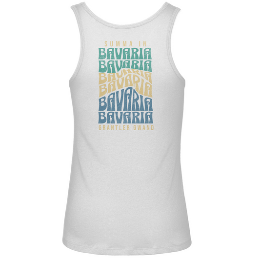 Bayerisches Damen Premium Organic Tank Top Summa in Bavaria - Grün/Gold/Blau - BACKPRINT - Grantler Gwand