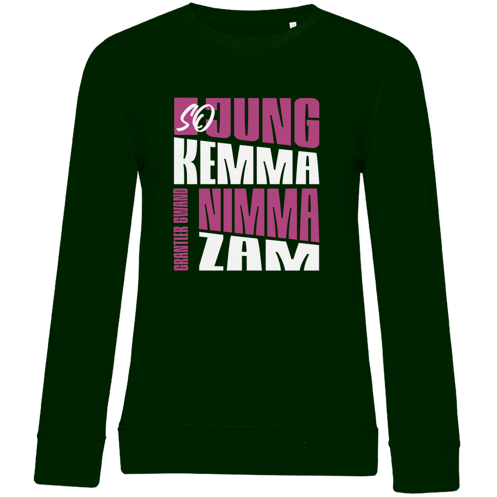 Damen Premium Bio Sweatshirt So jung kemma nimma zam - lila/weiß