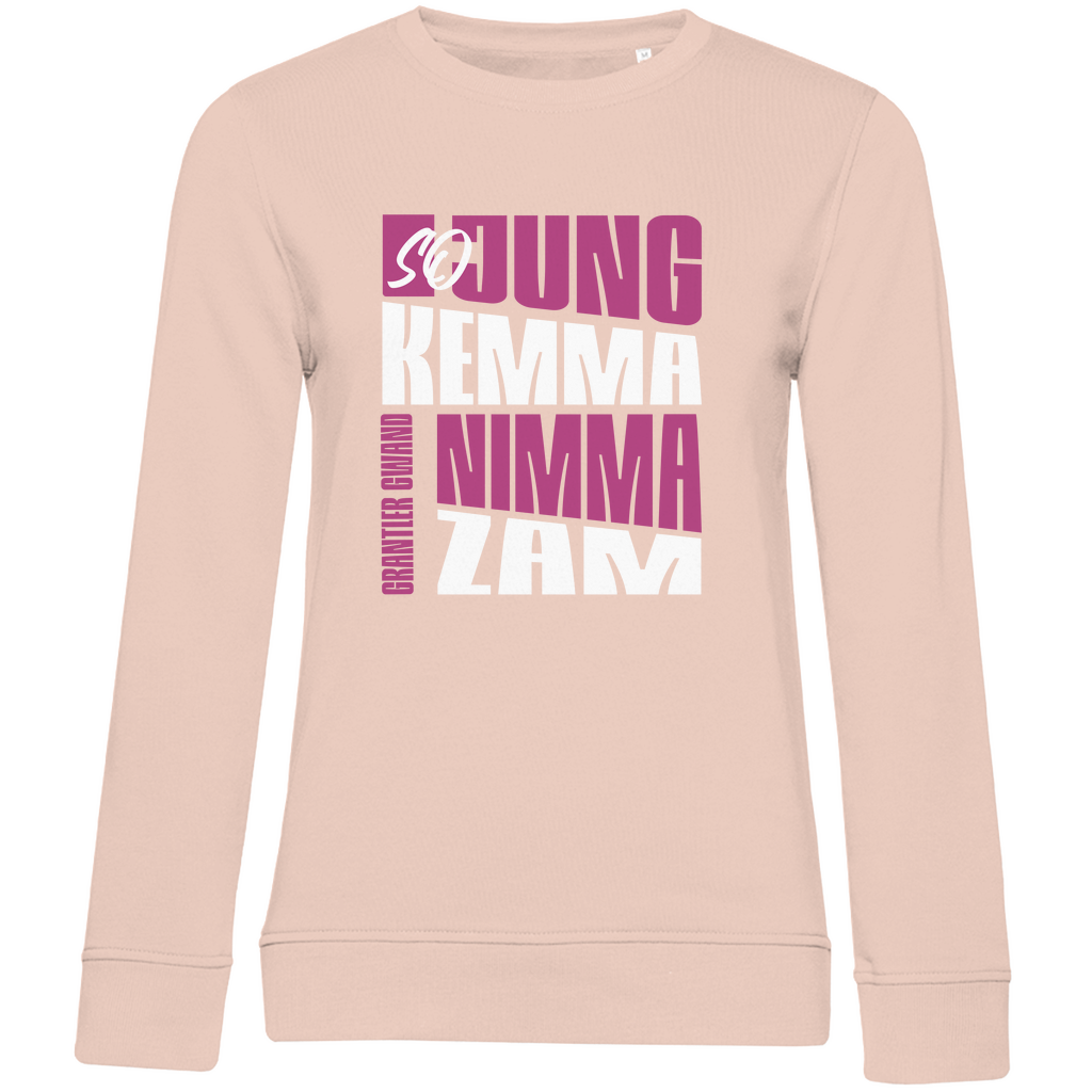 Damen Premium Bio Sweatshirt So jung kemma nimma zam - lila/weiß