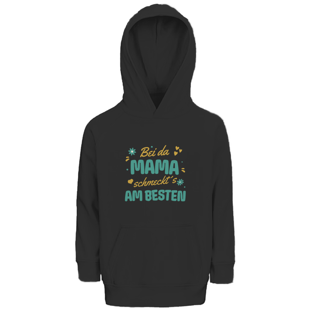 Bayerischer Kinder Premium Bio Hoodie Bei da Mama schmeckt´s am besten - grün - Grantler Gwand