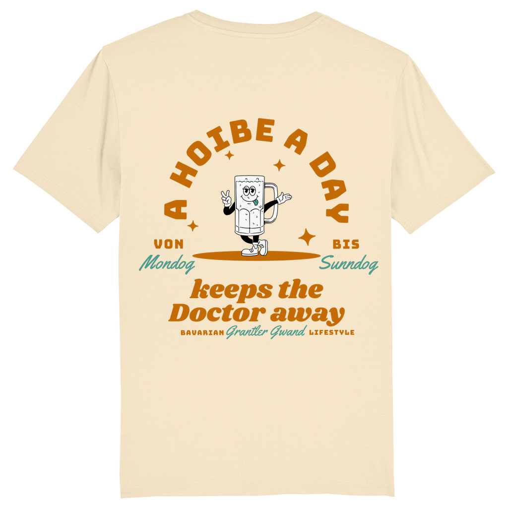 Bayerisches Herren T-Shirt A Hoibe away keeps the doctor away - FRONT-UND BACKPRINT - Grantler Gwand
