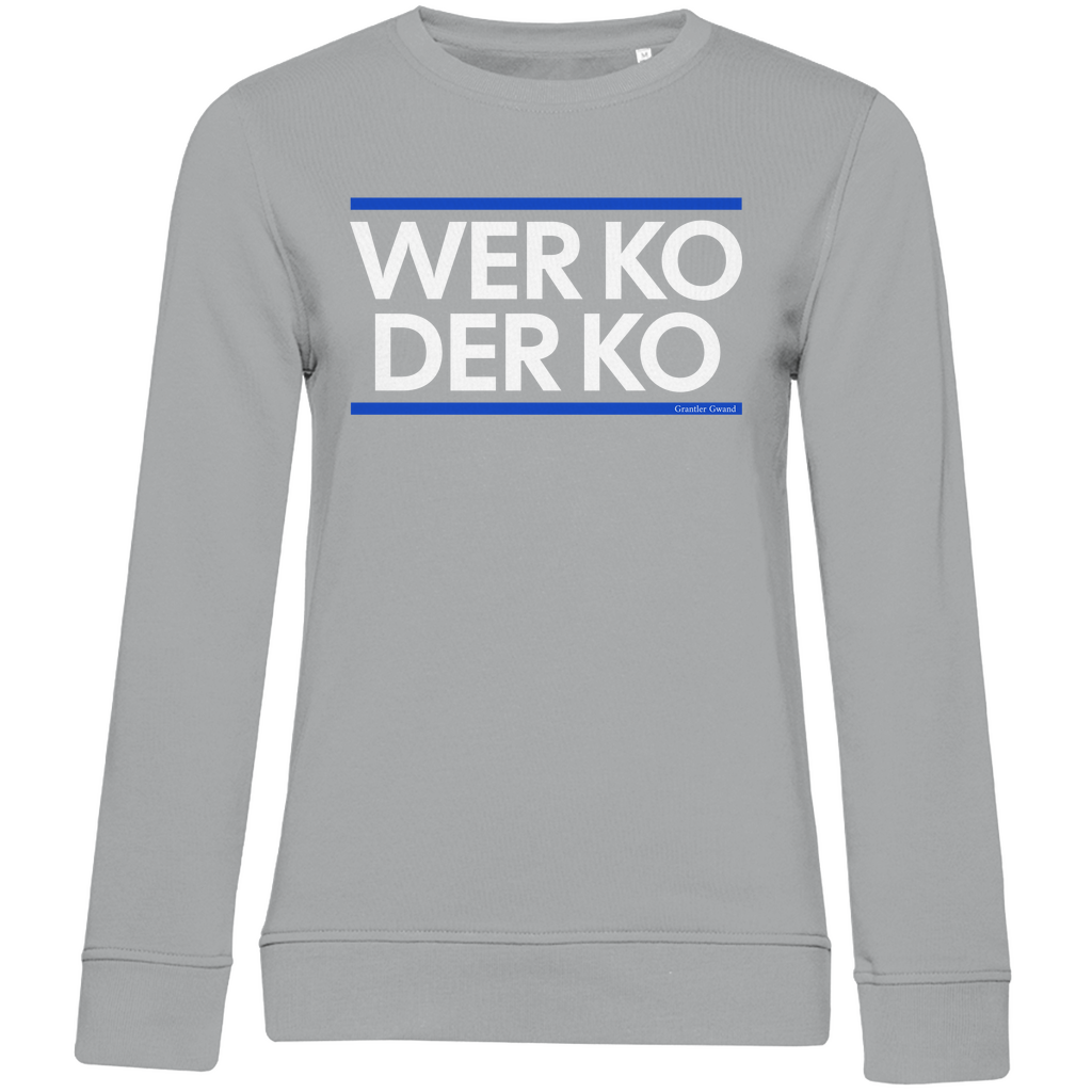 Damen Premium Bio Sweatshirt wer ko der ko - blau/weiß