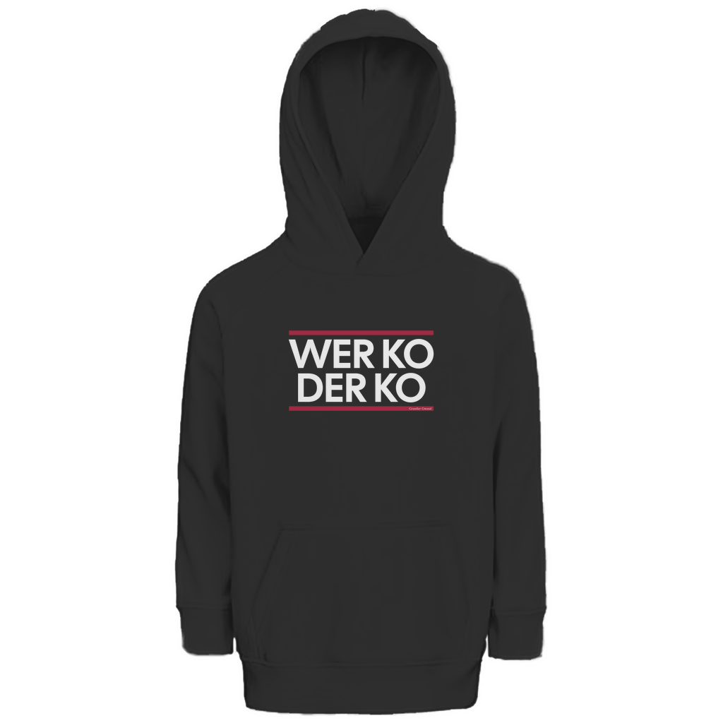 Bayerischer Kinder Premium Bio Hoodie wer ko der ko - rot/weiß - Grantler Gwand