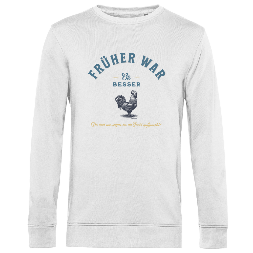 Herren Premium Bio Sweatshirt Früher war ois besser - blau/gold