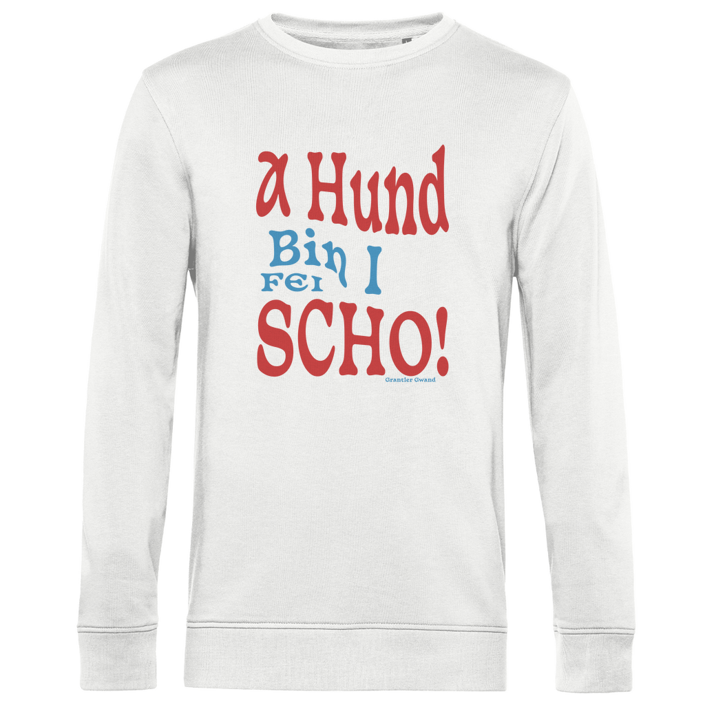 Herren Premium Bio Sweatshirt A Hund bin i fei scho - rot/blau