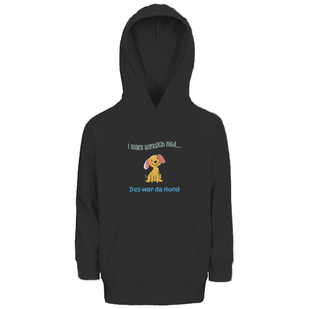 Bayerischer Kinder Premium Bio Hoodie I wars wirklich ned, des war da Hund - grün - Grantler Gwand