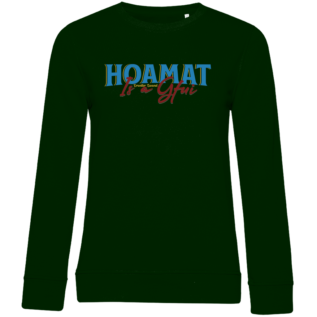 Damen Premium Bio Sweatshirt Hoamat is a Gfui - blau/rot