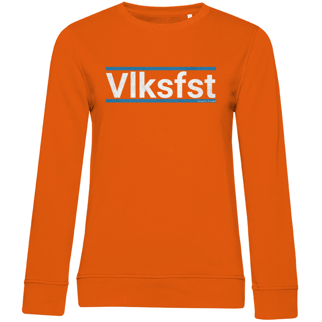 Damen Premium Bio Sweatshirt Vlksfst - blau/weiß