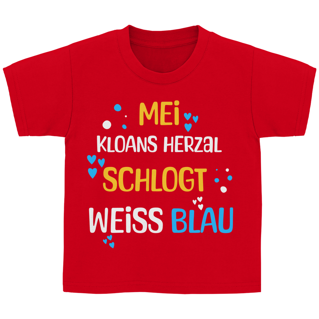 Bayerisches Kinder T-Shirt - Mei kloans Herzal schlogt weiss blau - Grantler Gwand