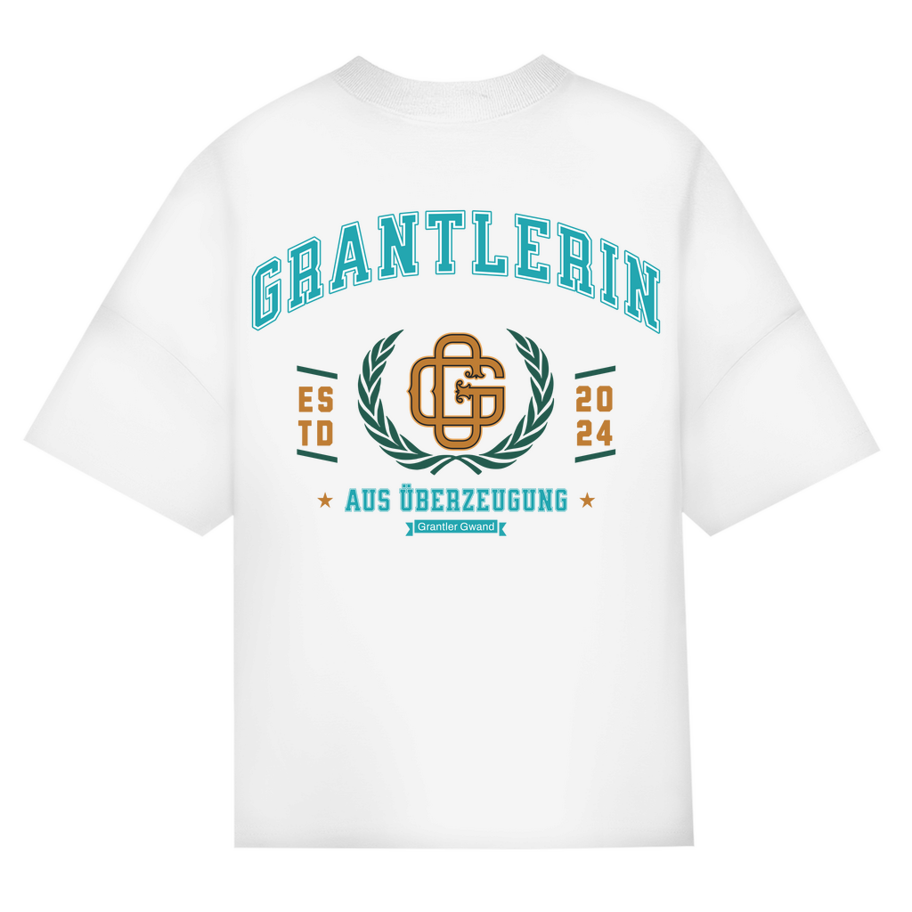 Bayerisches Oversize T-Shirt Frauen - Grantlerin aus Überzeugung - mint/gold - Grantler Gwand