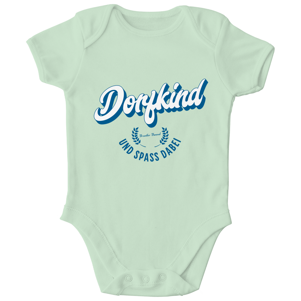 Bayerischer Bio Baby Body Dorfkind und Spaß dabei - blau - Grantler Gwand