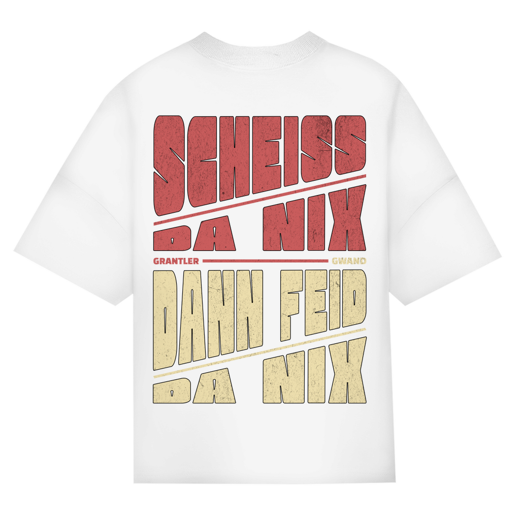 Bayerisches Oversize T-Shirt Unisex - Scheiss da nix dann feid da nix - rot/beige - Grantler Gwand