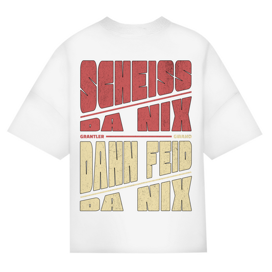 Bayerisches Oversize T-Shirt Unisex - Scheiss da nix dann feid da nix - rot/beige - Grantler Gwand