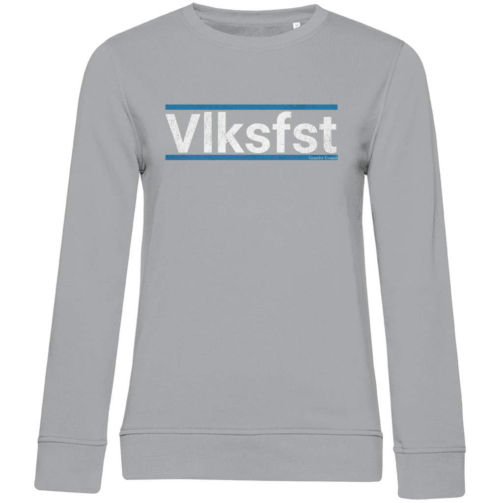 Damen Premium Bio Sweatshirt Vlksfst - blau/weiß