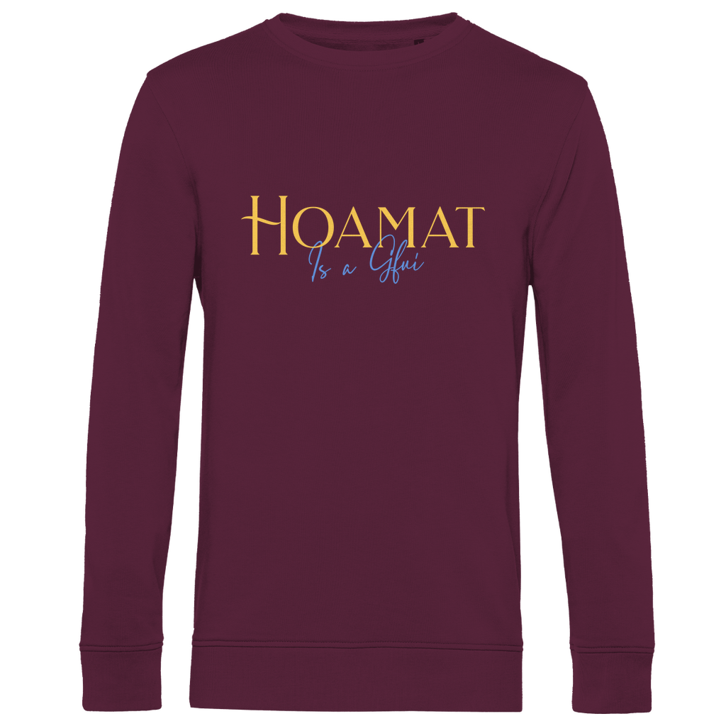bayerisches Herren Premium Bio Sweatshirt Hoamat is a Gfui - Gelb/Blau - Grantler Gwand