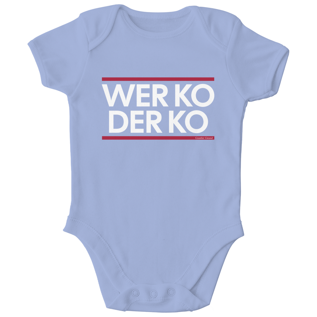 Bayerischer Bio Baby Body wer ko der ko - rot/weiß - bayerisches Gwand