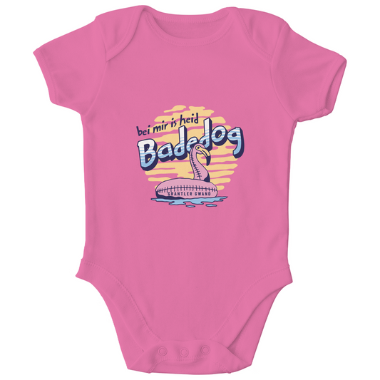 Bayerischer Bio Baby Body Bei mir is heid Badedog - blau - Grantler Gwand