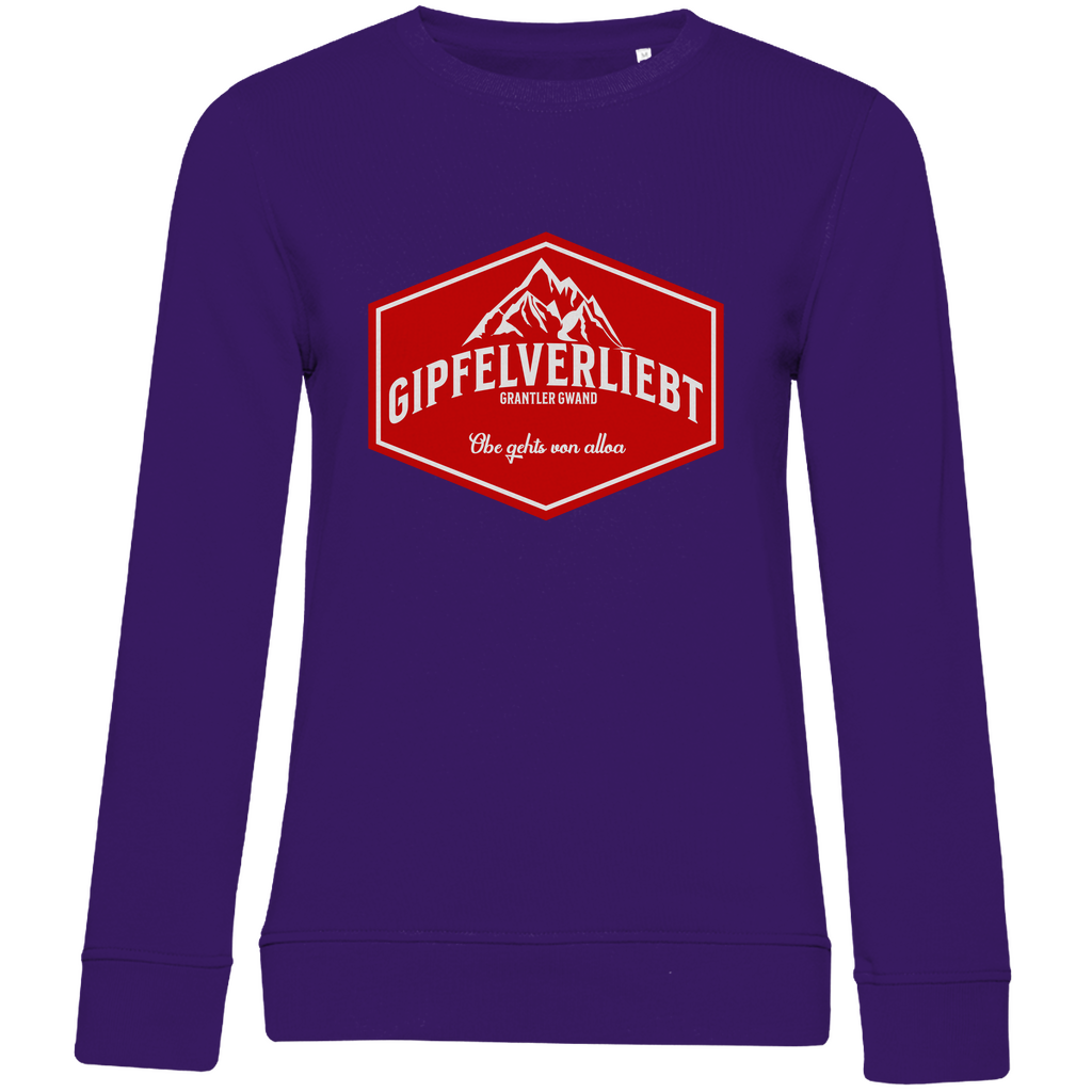 Damen Premium Bio Sweatshirt Gipfelverliebt Wappen- rot