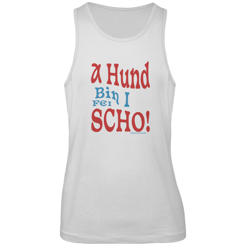 Bayerisches Herren Premium Tank Top A Hund bin i fei scho - rot/blau - Grantler Gwand