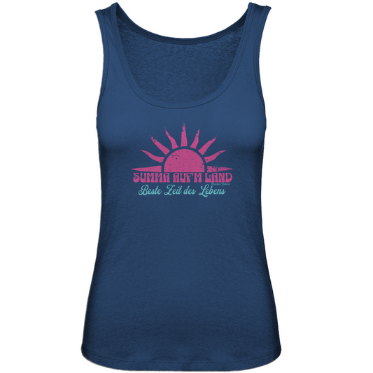 Bayerisches Damen Premium Organic Tank Top Summa auf´m Land - pink/mint - Grantler Gwand