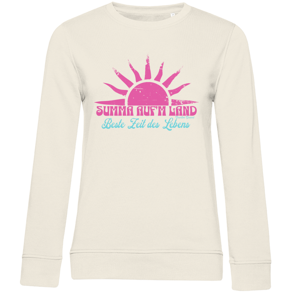 Damen Premium Bio Sweatshirt Summa auf´m Land - pink/mint