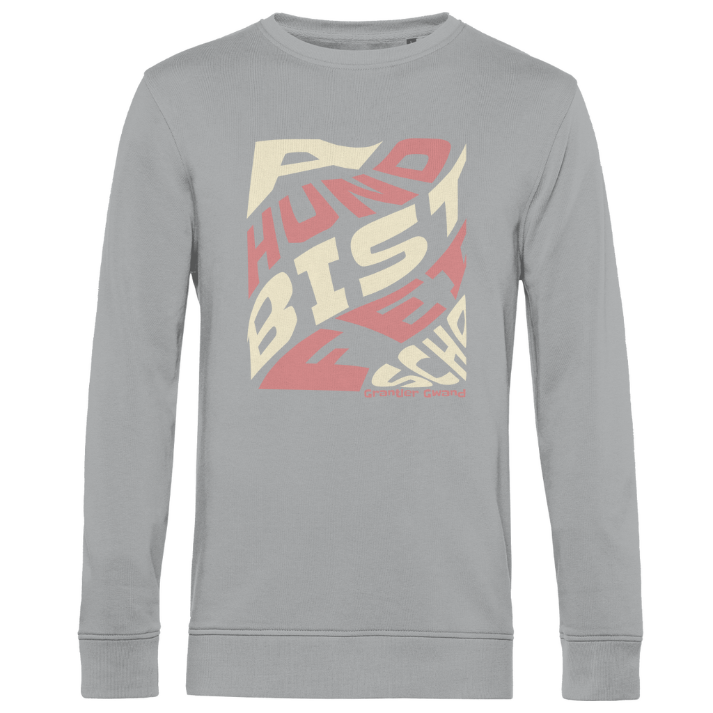 Bayerisches Herren Premium Bio Sweatshirt A Hund bist fei scho - rot/beige - Grantler Gwand
