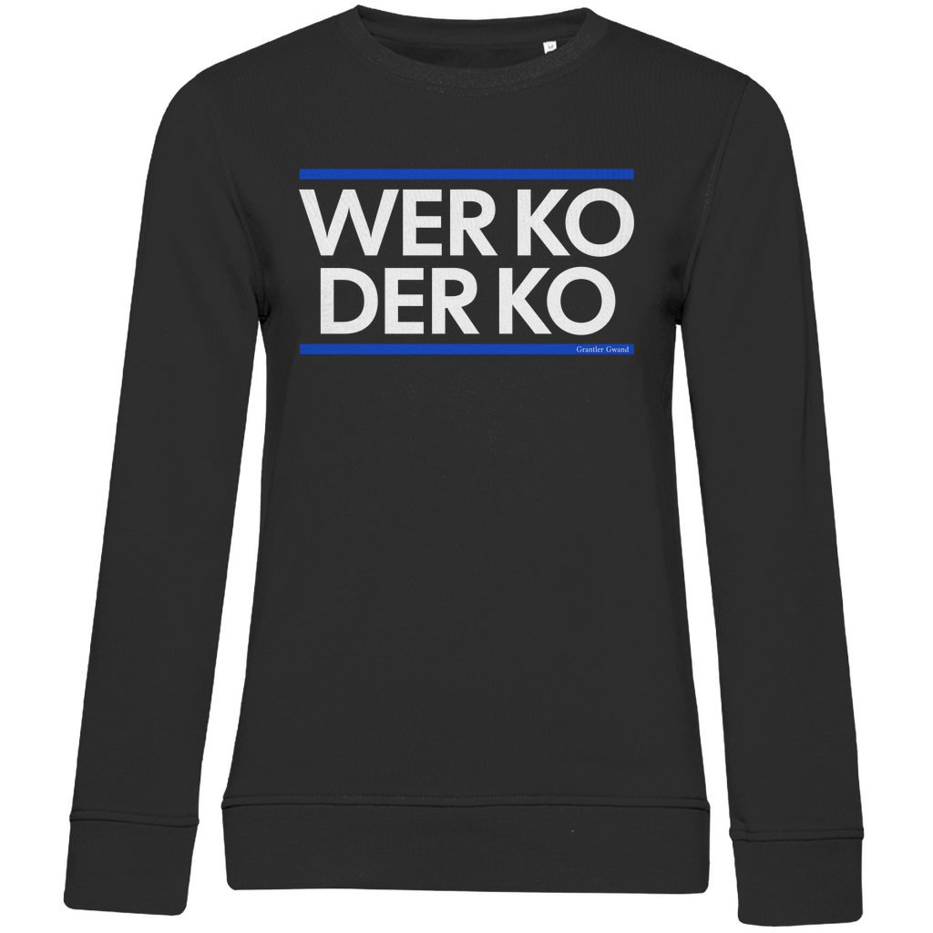 Damen Premium Bio Sweatshirt wer ko der ko - blau/weiß