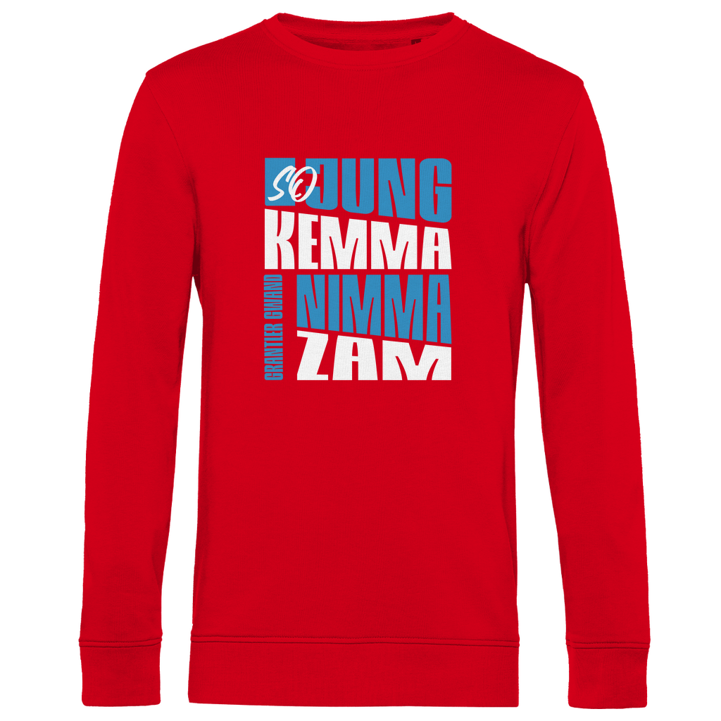 Herren Premium Bio Sweatshirt So jung kemma nimma zam - blau/weiß