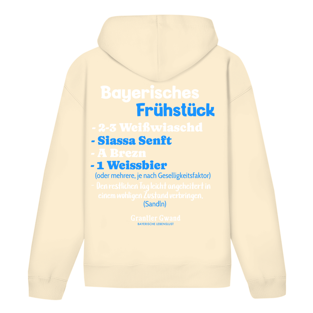 Bayerischer Hoodie Unisex - Bayerisches Frühstück - Weiß/Blau - Grantler Gwand